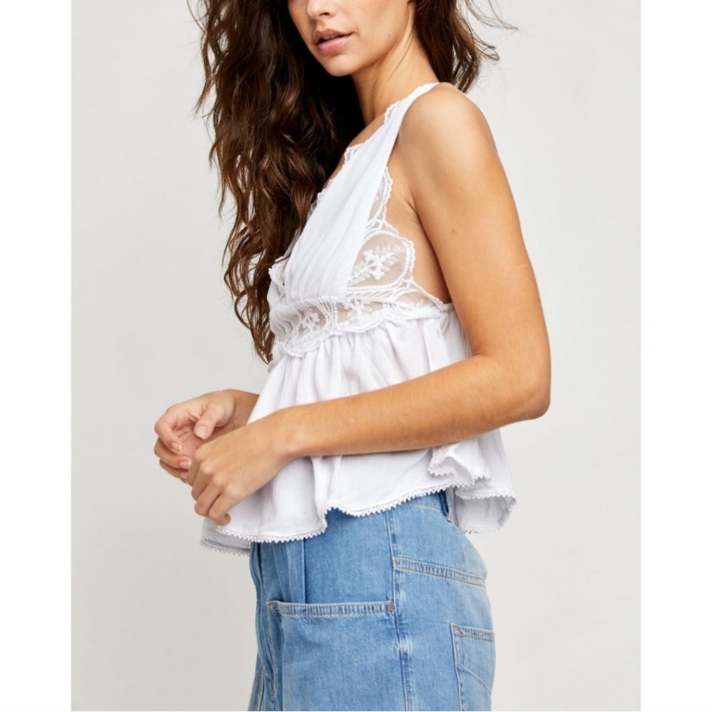 Free People Odessa Painted White Top